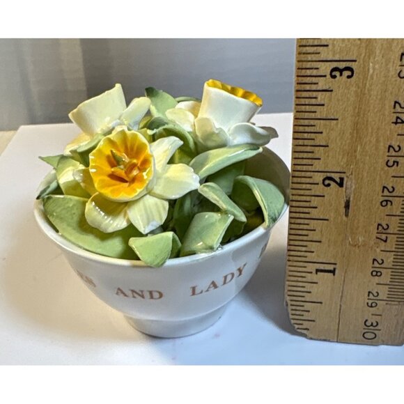Prince Charles Lady Diana Ceramic Bowl Yellow Daffodil Floral Arrangement READ - Picture 8 of 9